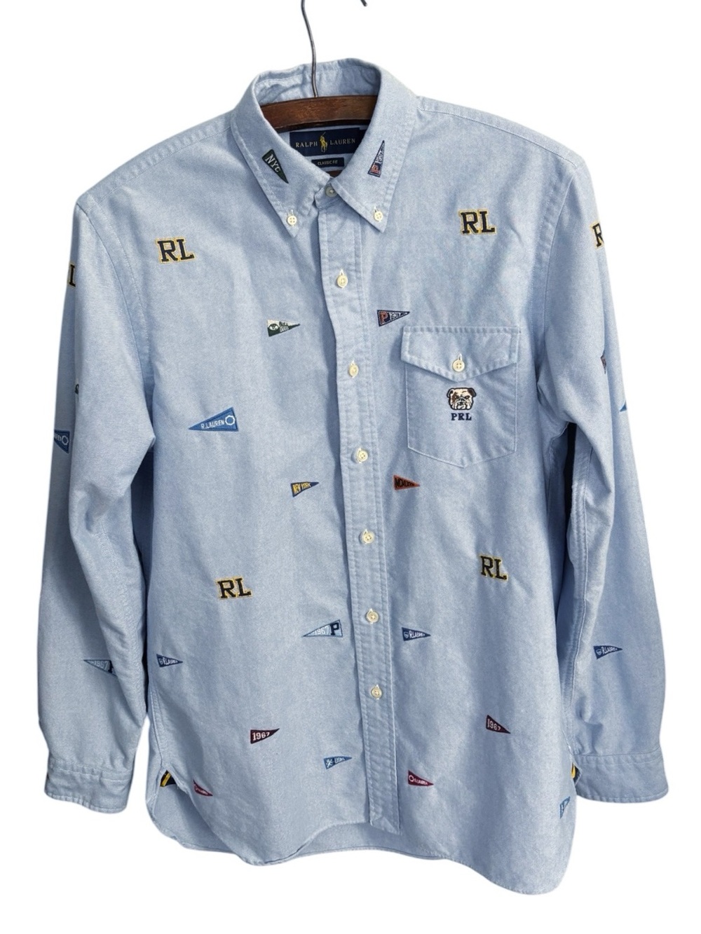 Polo Ralph Lauren Classic Fit Varsity Embroidered blue Oxford Shirt | M - Picture 7 of 16